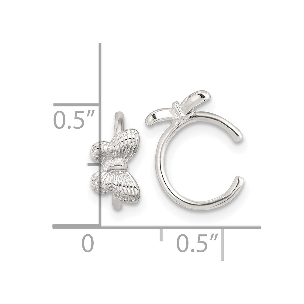 Sterlingsilber E-coating Strukturiert Schmetterling Pair Of 2 Manschette Ohrringe
