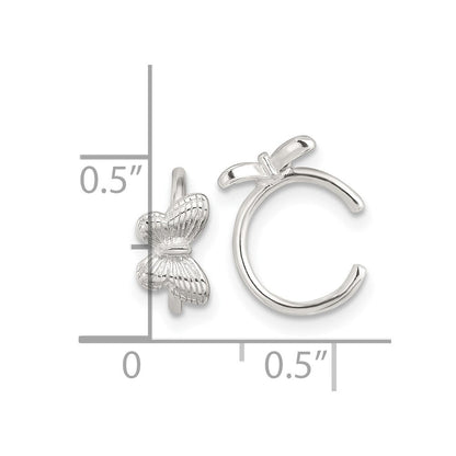 Sterlingsilber E-coating Strukturiert Schmetterling Pair Of 2 Manschette Ohrringe