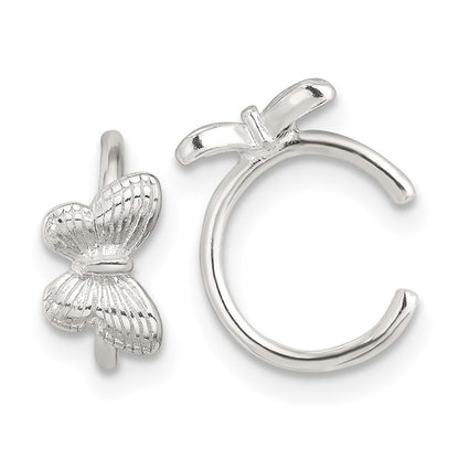 Sterlingsilber E-coating Strukturiert Schmetterling Pair Of 2 Manschette Ohrringe