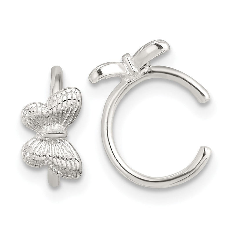 Sterlingsilber E-coating Strukturiert Schmetterling Pair Of 2 Manschette Ohrringe