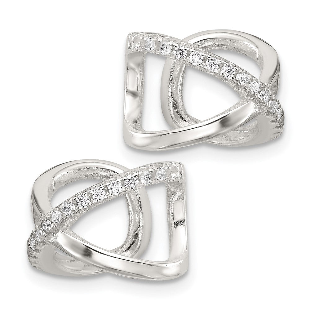 Sterlingsilber E-coating Poliert Zirkonia 'x' Pair Of 2 Manschette Ohrringe