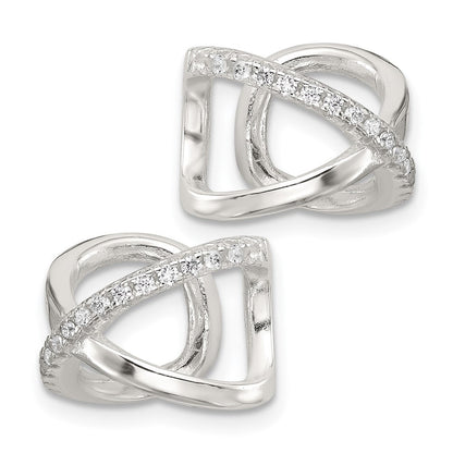 Sterlingsilber E-coating Poliert Zirkonia 'x' Pair Of 2 Manschette Ohrringe