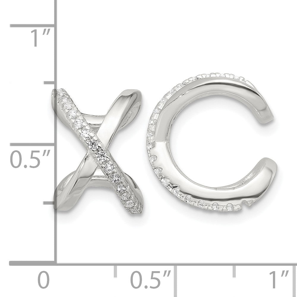 Sterlingsilber E-coating Poliert Zirkonia 'x' Pair Of 2 Manschette Ohrringe