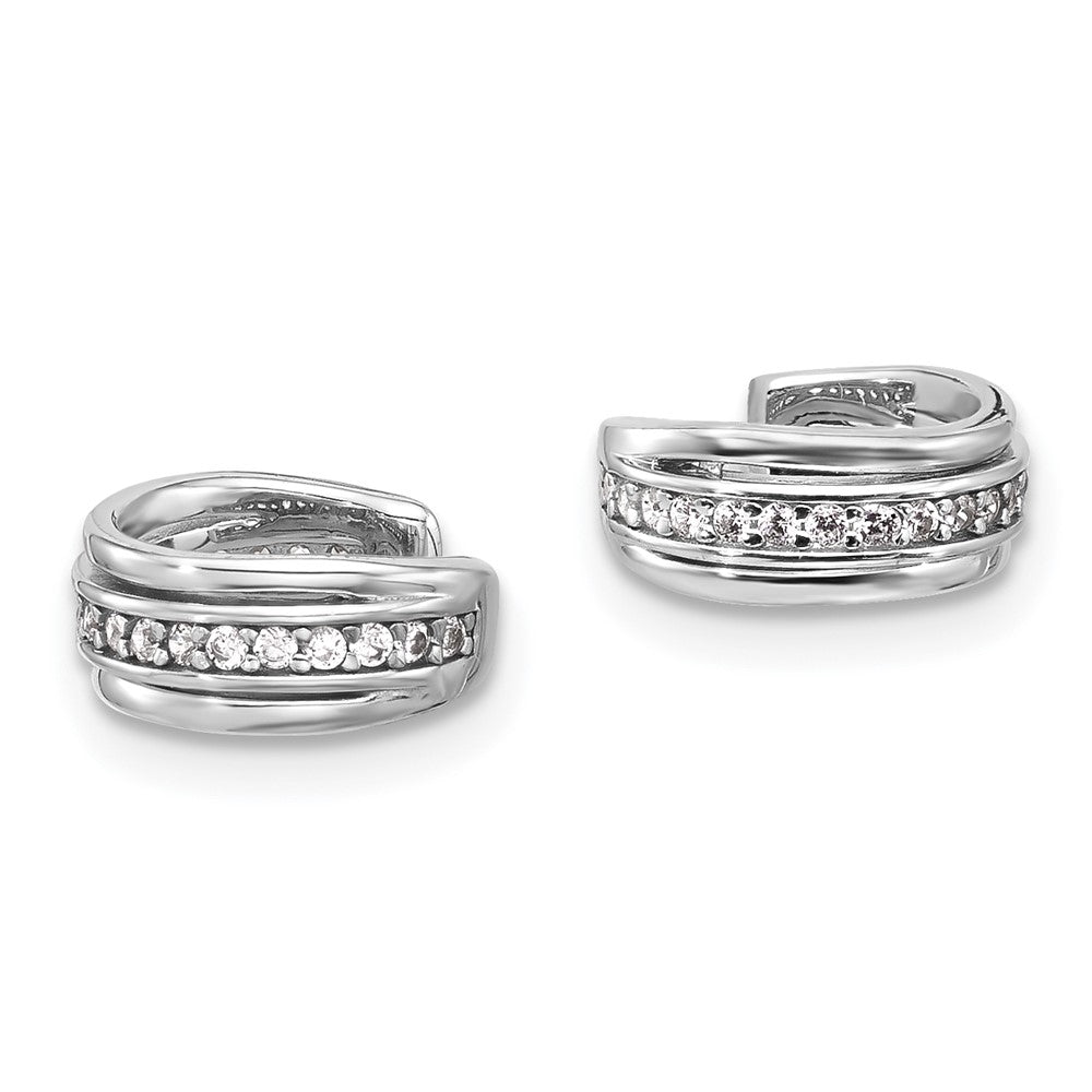 Sterlingsilber Rhodiniert Poliert Zirkonia Pair Of 2 Manschette Ohrringe