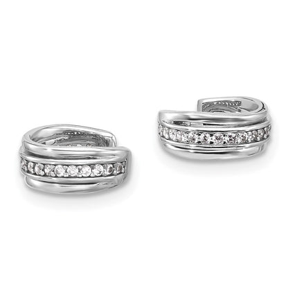 Sterlingsilber Rhodiniert Poliert Zirkonia Pair Of 2 Manschette Ohrringe
