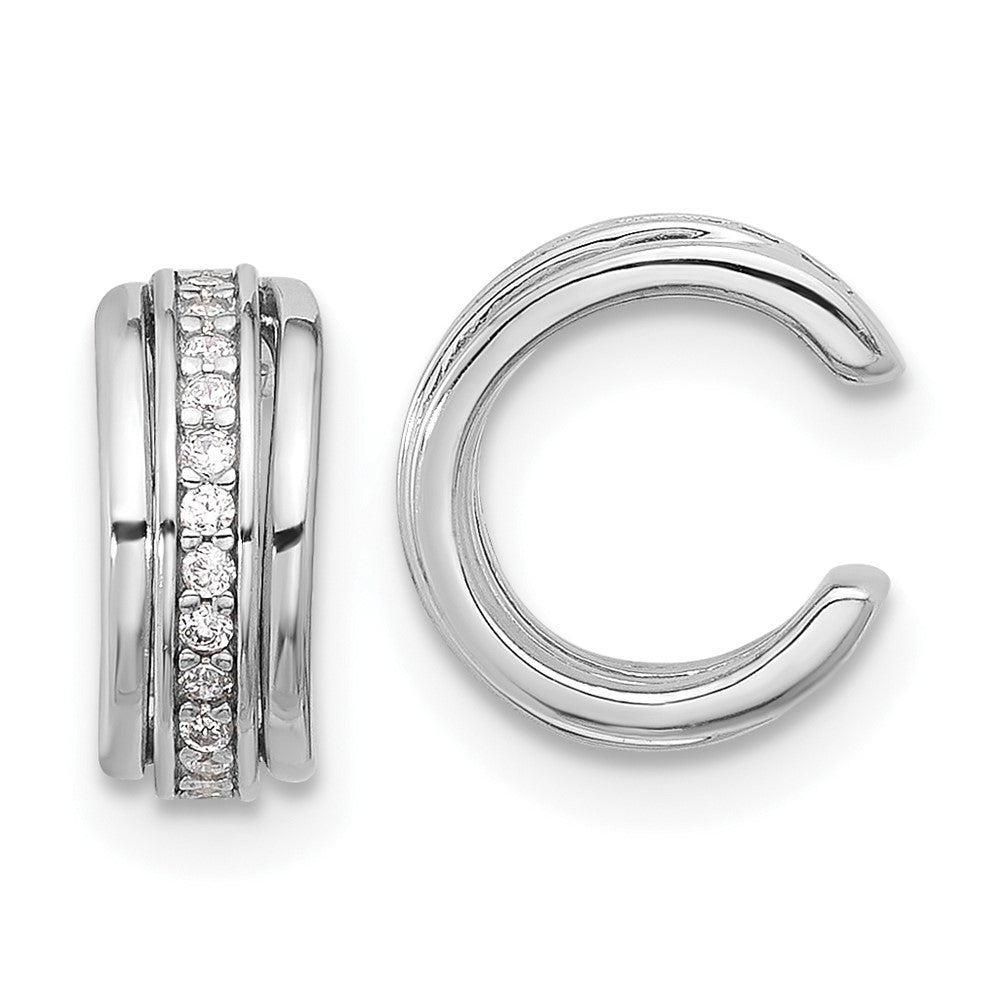 Sterlingsilber Rhodiniert Poliert Zirkonia Pair Of 2 Manschette Ohrringe