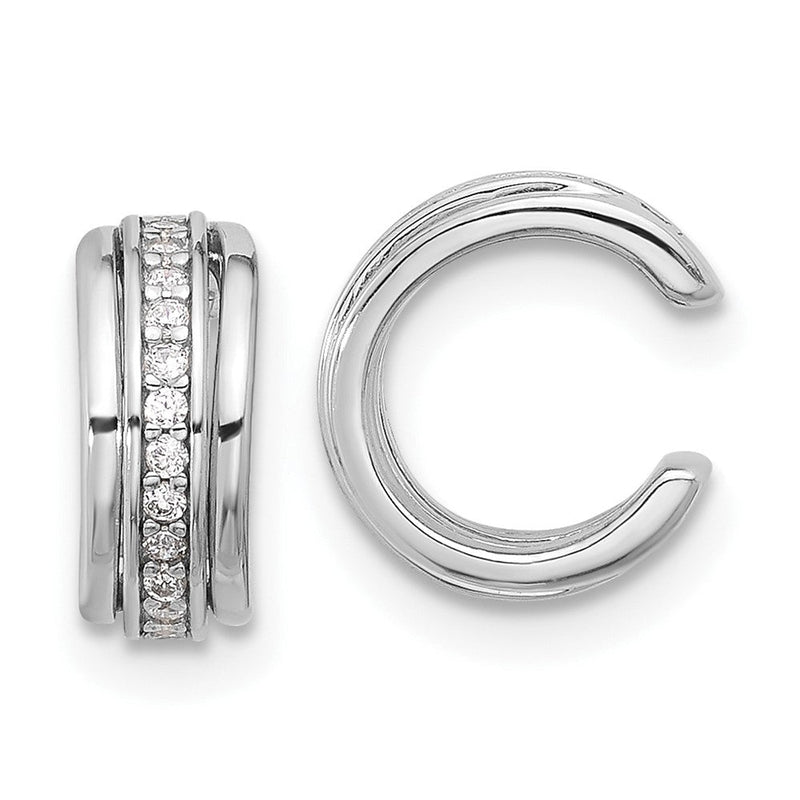 Sterlingsilber Rhodiniert Poliert Zirkonia Pair Of 2 Manschette Ohrringe