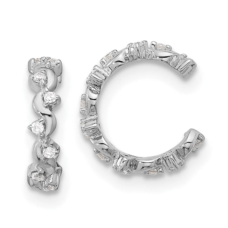 Sterlingsilber Rhodiniert Poliert Zirkonia Pair Of 2 Manschette Ohrringe