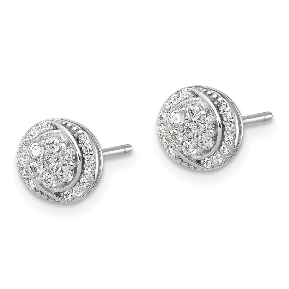 Sterlingsilber Rhodiniert Poliert Cluster Pavéé Zirkonia Ohrstecker