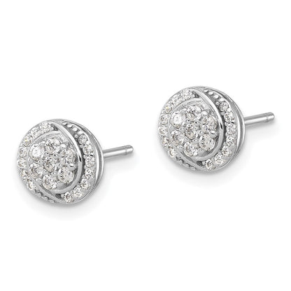 Sterlingsilber Rhodiniert Poliert Cluster Pavéé Zirkonia Ohrstecker