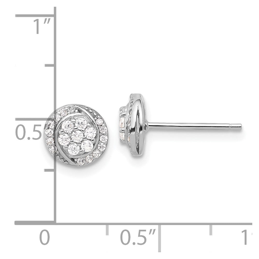 Sterlingsilber Rhodiniert Poliert Cluster Pavéé Zirkonia Ohrstecker