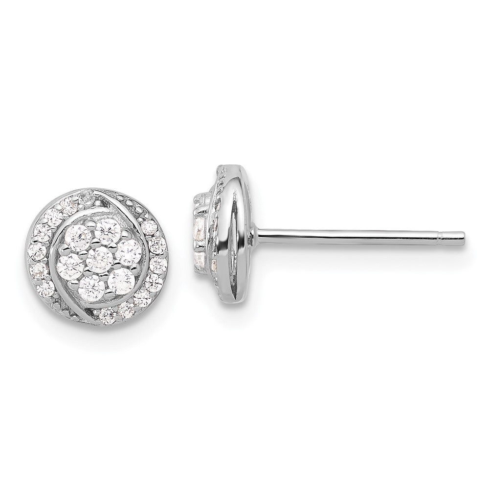 Sterlingsilber Rhodiniert Poliert Cluster Pavéé Zirkonia Ohrstecker