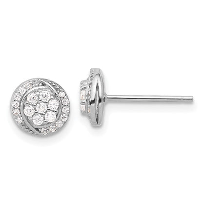 Sterlingsilber Rhodiniert Poliert Cluster Pavéé Zirkonia Ohrstecker