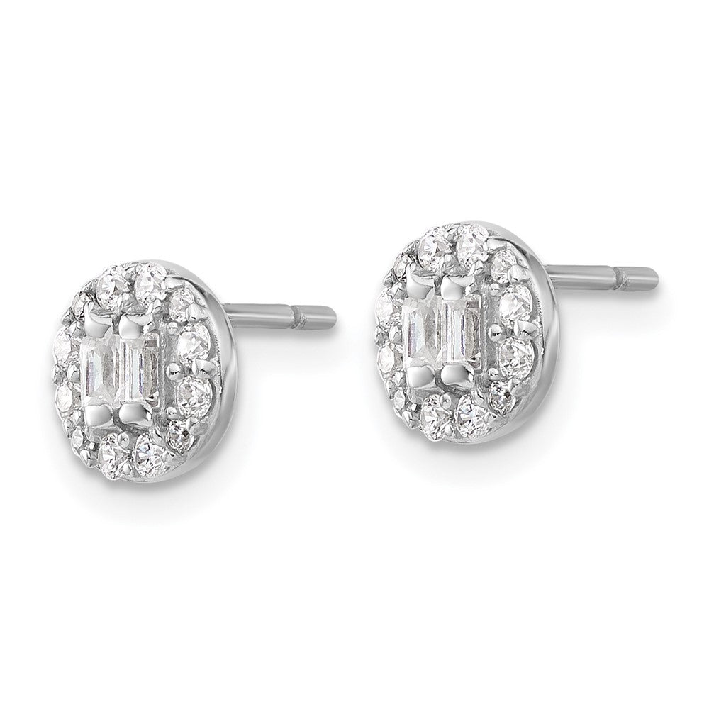Sterlingsilber Rhodiniert Poliert Zirkonia Heiligenschein Cluster Ohrstecker