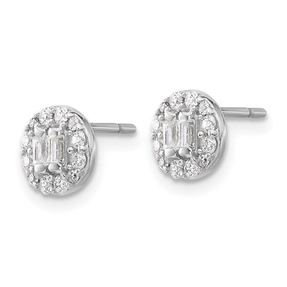 Sterlingsilber Rhodiniert Poliert Zirkonia Heiligenschein Cluster Ohrstecker