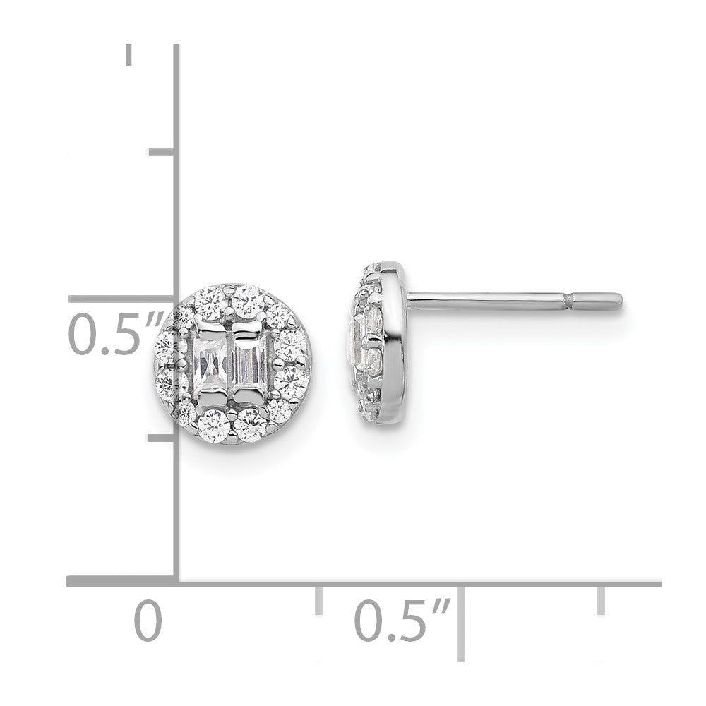 Sterlingsilber Rhodiniert Poliert Zirkonia Heiligenschein Cluster Ohrstecker