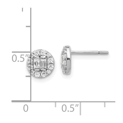 Sterlingsilber Rhodiniert Poliert Zirkonia Heiligenschein Cluster Ohrstecker