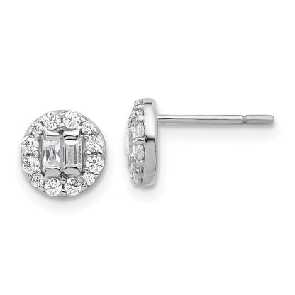 Sterlingsilber Rhodiniert Poliert Zirkonia Heiligenschein Cluster Ohrstecker
