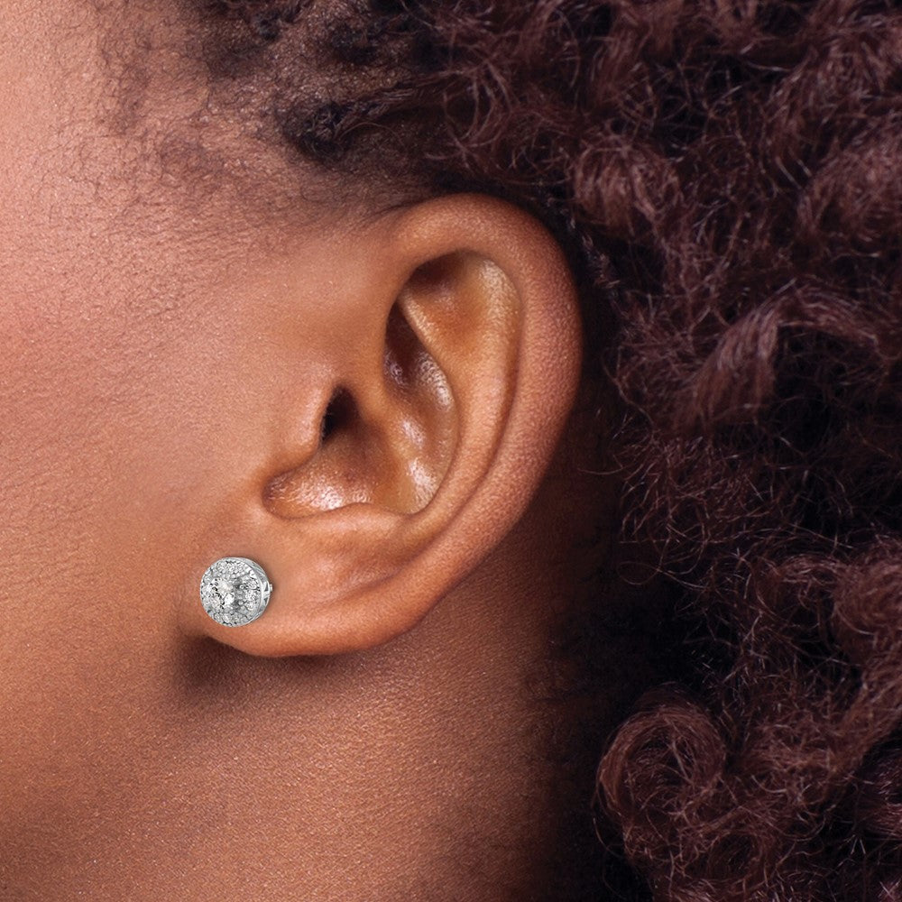 Sterlingsilber Rhodiniert Strukturiert Rund Zirkonia Cluster Ohrstecker