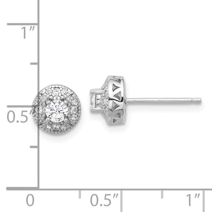 Sterlingsilber Rhodiniert Strukturiert Rund Zirkonia Cluster Ohrstecker