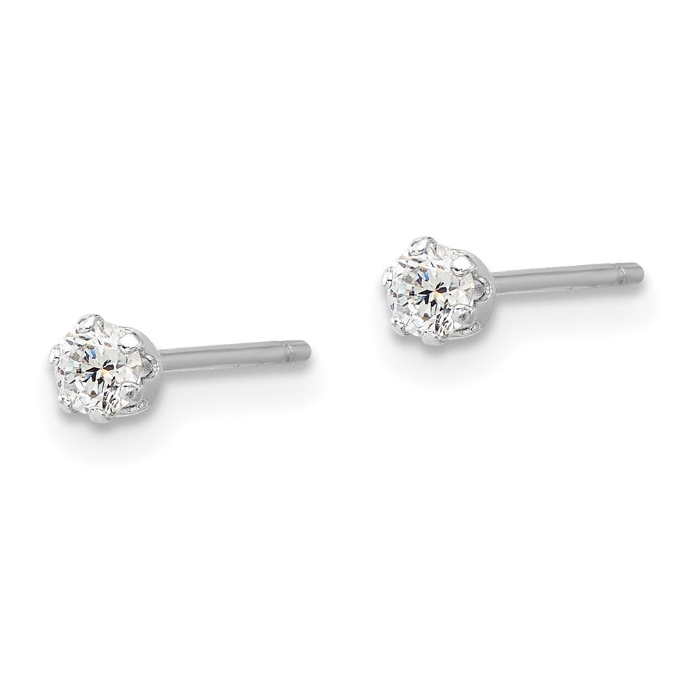 Sterlingsilber Rhodiniert Poliert 6 Krappen 3mm Zirkonia Stecker Ohrstecker