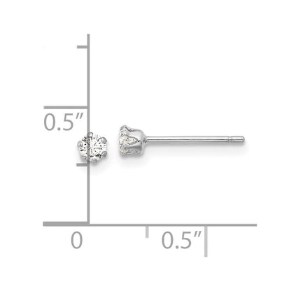 Sterlingsilber Rhodiniert Poliert 6 Krappen 3mm Zirkonia Stecker Ohrstecker