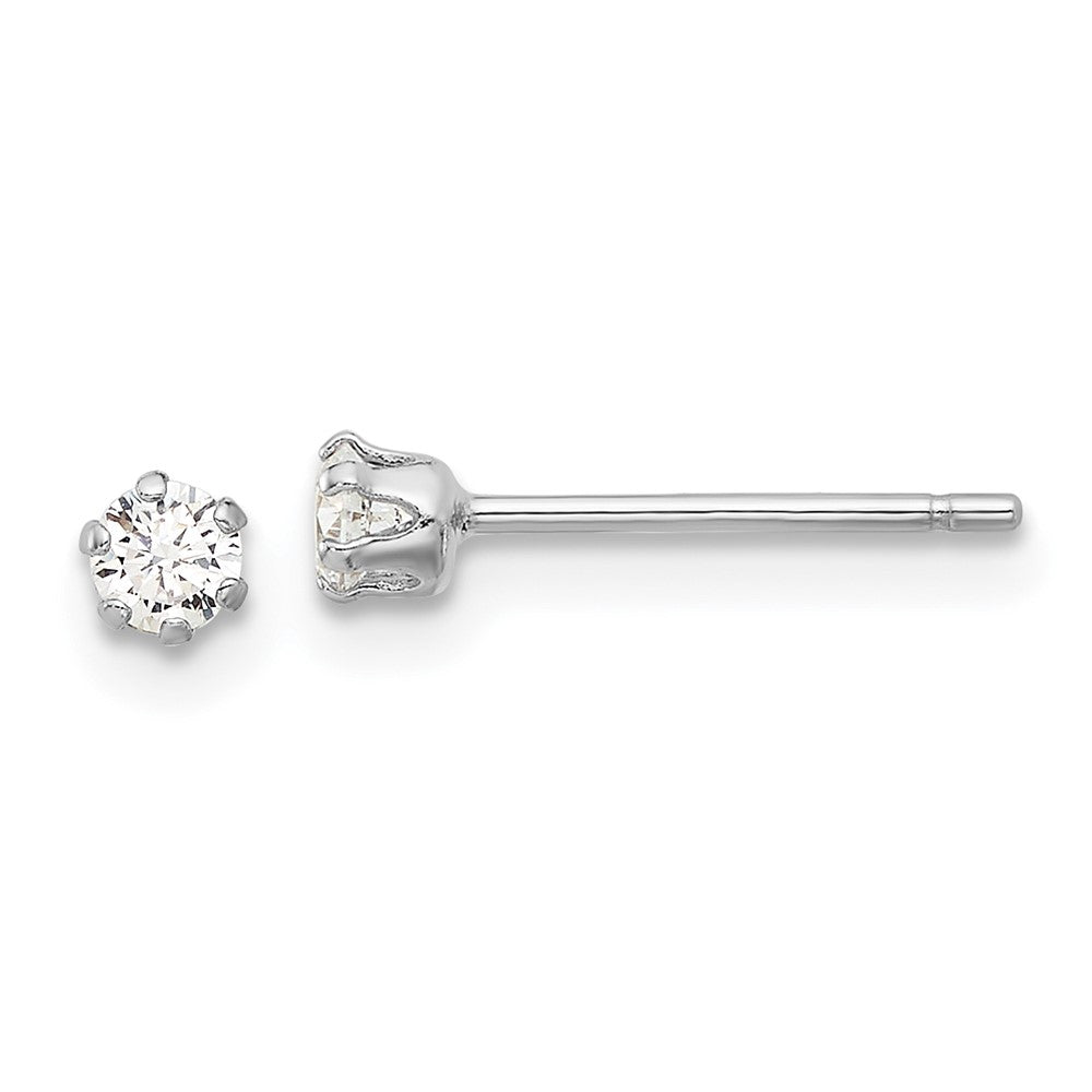 Sterlingsilber Rhodiniert Poliert 6 Krappen 3mm Zirkonia Stecker Ohrstecker