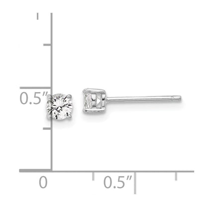Sterlingsilber Rhodiniert 4mm Erzeugt Weiß Saphir Ohrstecker