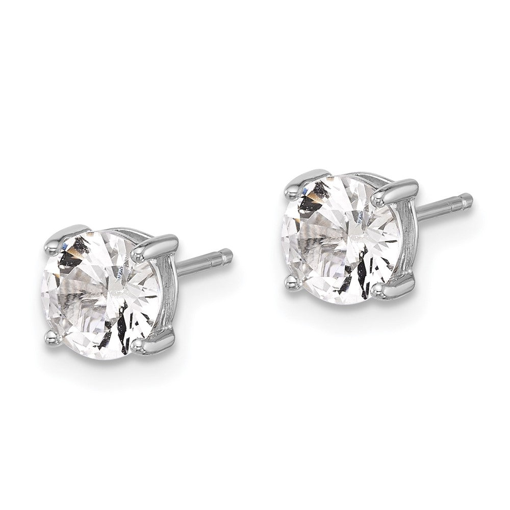Sterlingsilber Rhodiniert 6mm Erzeugt Weiß Saphir Ohrstecker