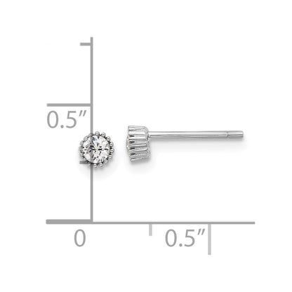 Sterlingsilber Rhodiniert 3mm Zirkonia Gerillt Zargenfassung Stecker Ohrstecker