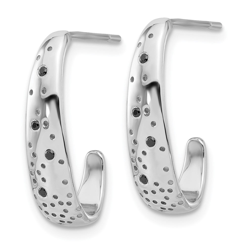 Sterlingsilber Rhodiniert Poliert Spotted Schwarz Zirkonia J- Creolen