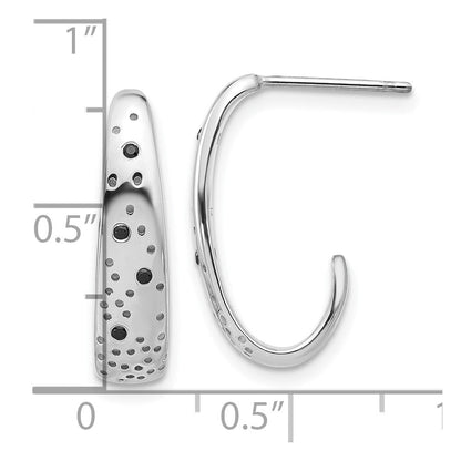 Sterlingsilber Rhodiniert Poliert Spotted Schwarz Zirkonia J- Creolen
