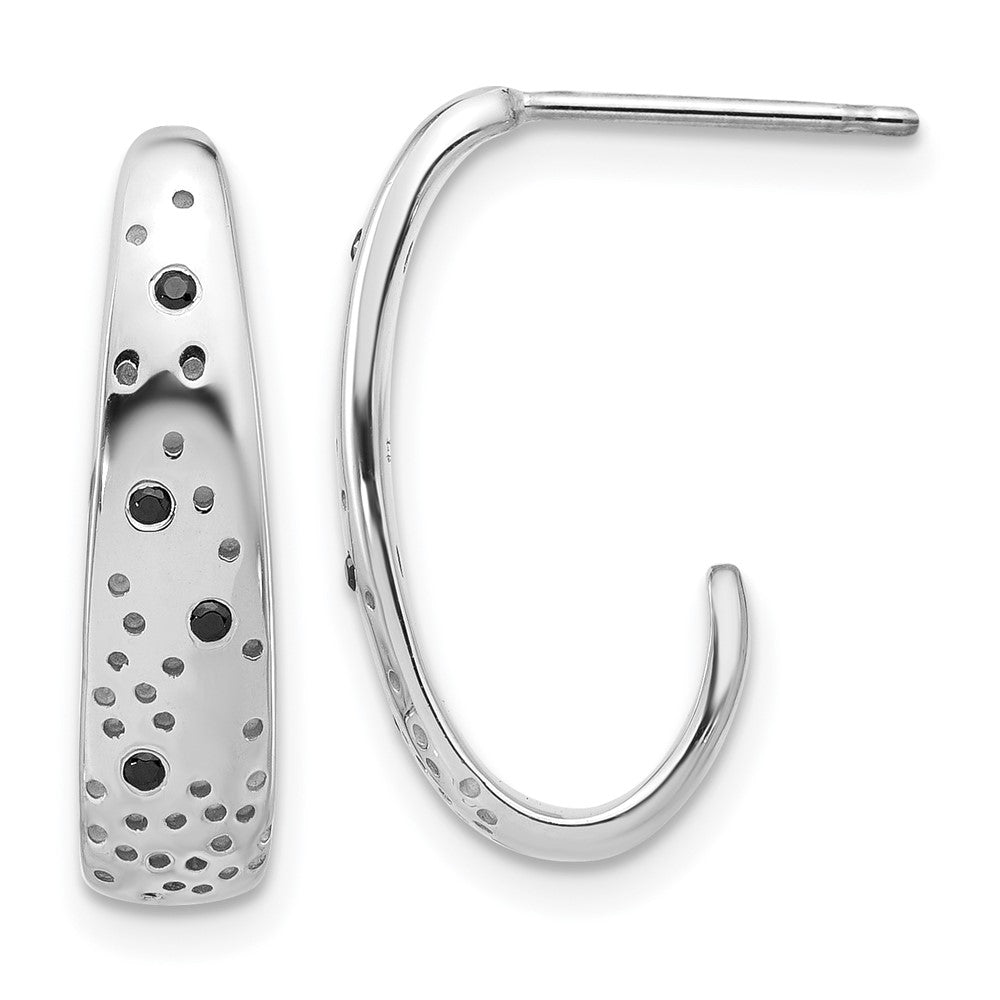 Sterlingsilber Rhodiniert Poliert Spotted Schwarz Zirkonia J- Creolen