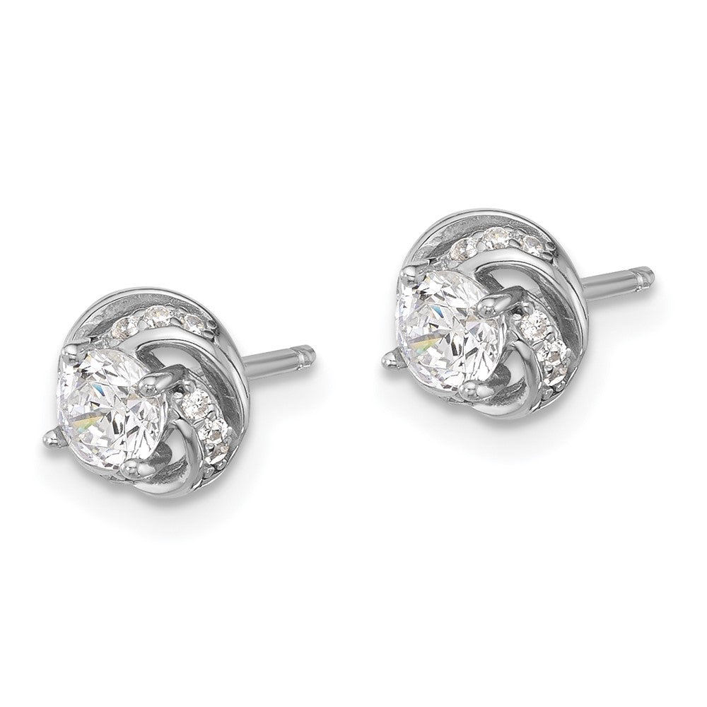 Sterlingsilber Rhodiniert Poliert Wirbel Zirkonia Kreis Ohrstecker