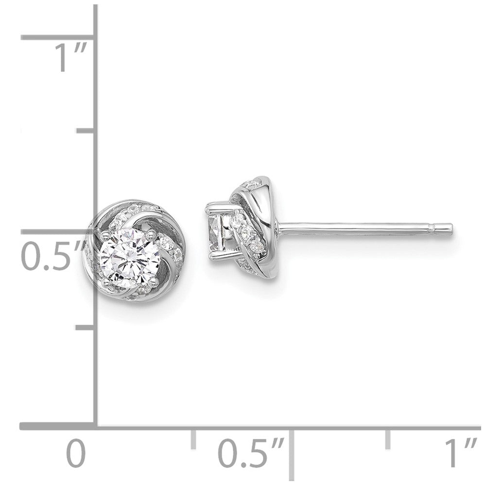 Sterlingsilber Rhodiniert Poliert Wirbel Zirkonia Kreis Ohrstecker