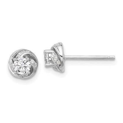 Sterlingsilber Rhodiniert Poliert Wirbel Zirkonia Kreis Ohrstecker