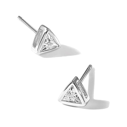 Sterlingsilber Rhodiniert Poliert 4mm Zirkonia Dreieck Stecker Ohrstecker