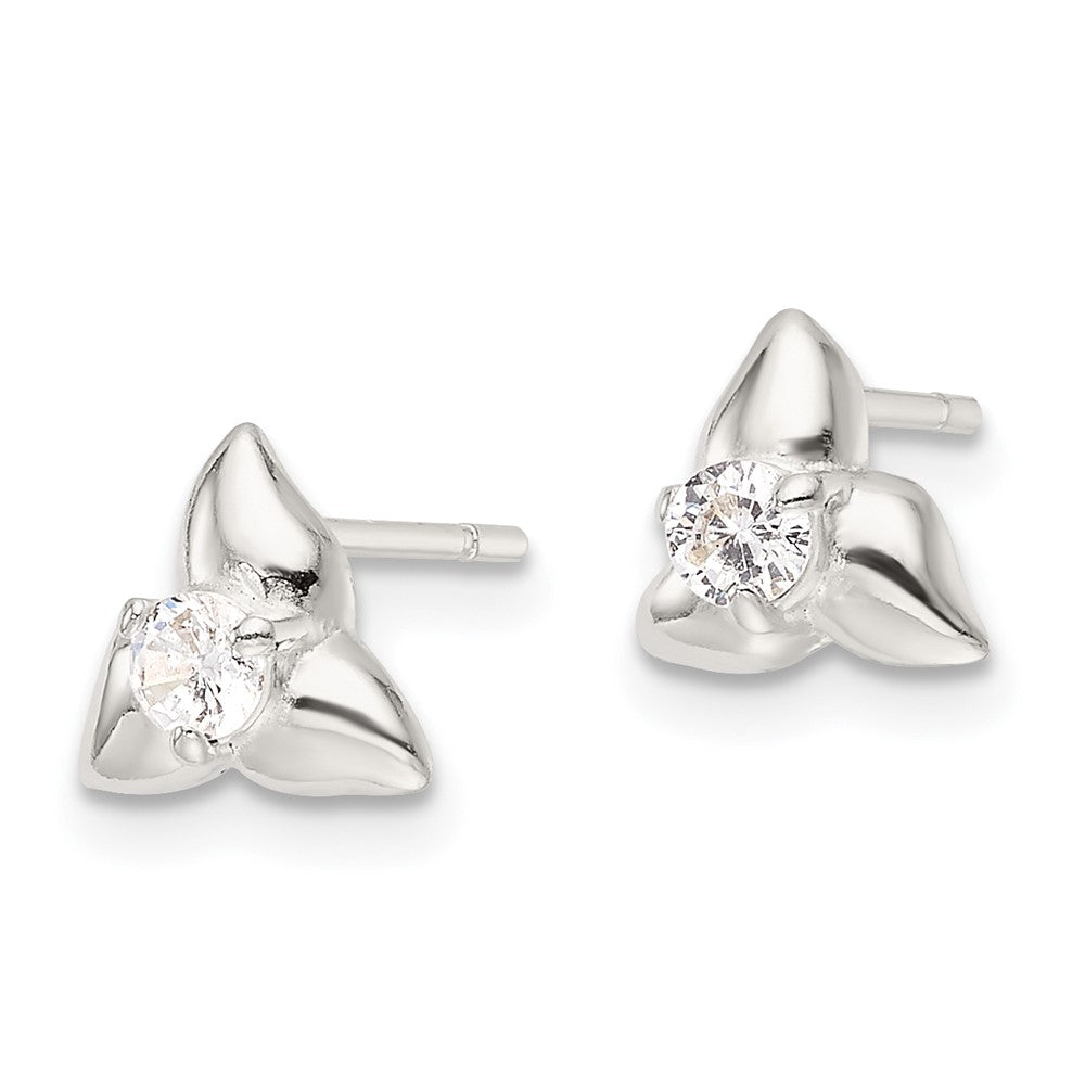 Sterlingsilber Poliert Triangular Zirkonia Ohrstecker