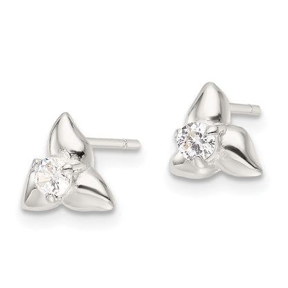 Sterlingsilber Poliert Triangular Zirkonia Ohrstecker