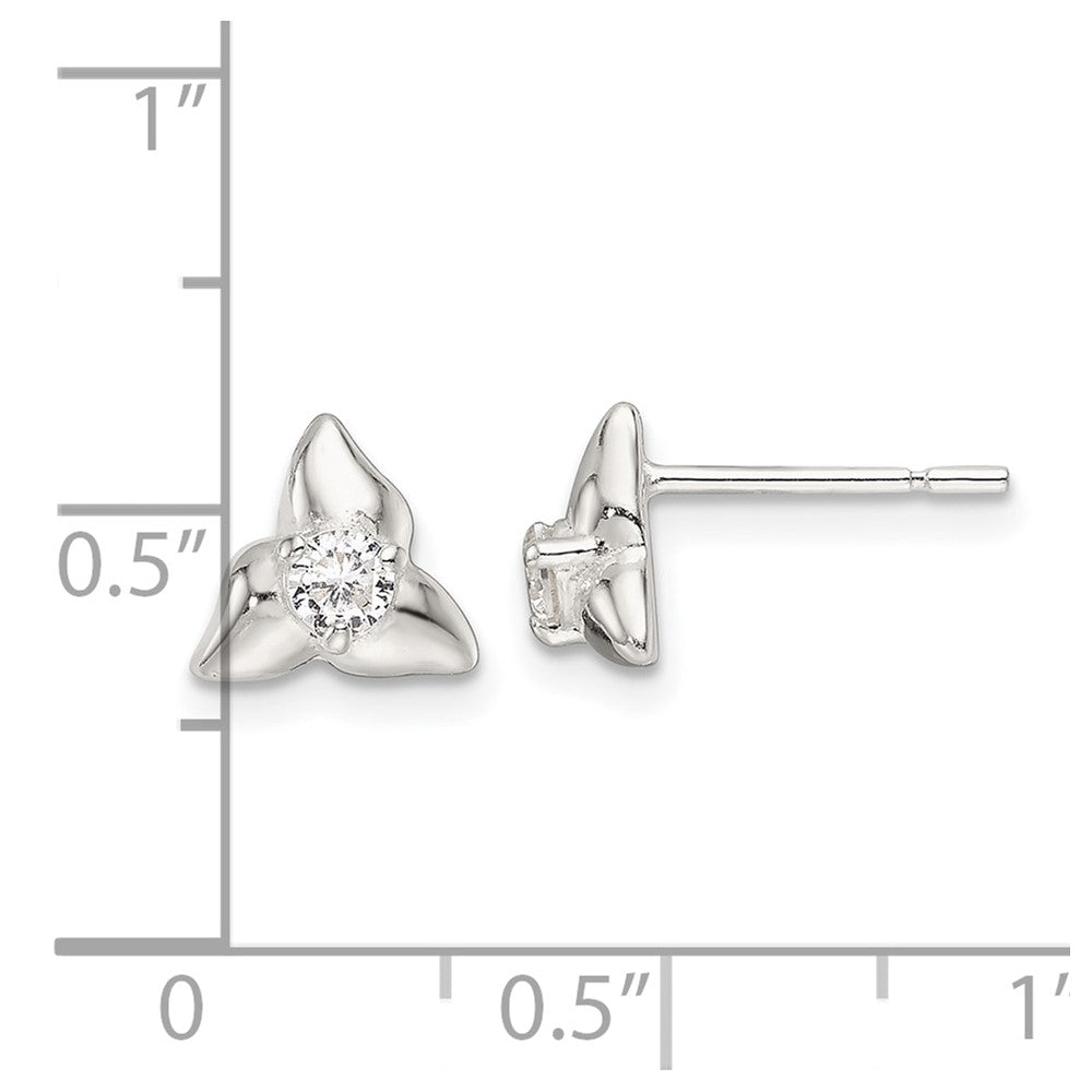 Sterlingsilber Poliert Triangular Zirkonia Ohrstecker