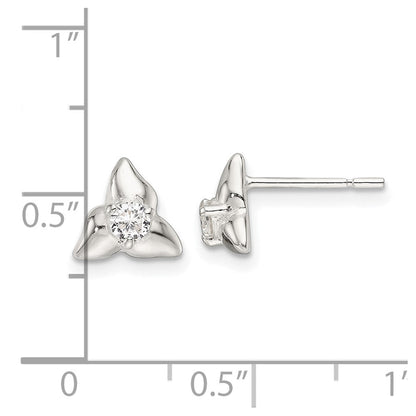 Sterlingsilber Poliert Triangular Zirkonia Ohrstecker