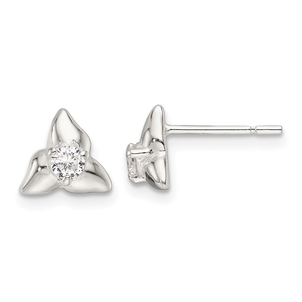 Sterlingsilber Poliert Triangular Zirkonia Ohrstecker