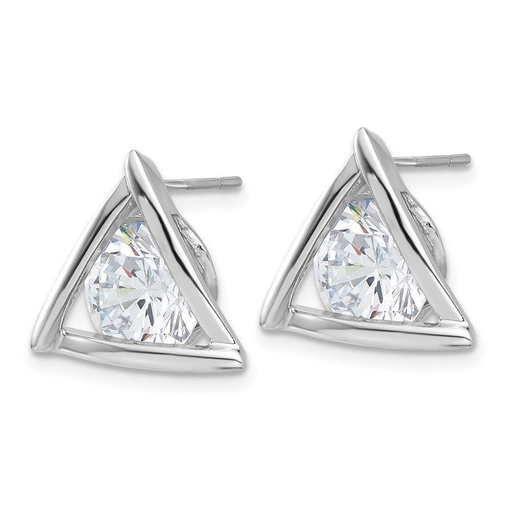 Sterlingsilber Rhodiniert Poliert Zirkonia Dreieck Ohrstecker