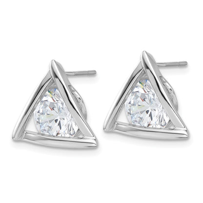 Sterlingsilber Rhodiniert Poliert Zirkonia Dreieck Ohrstecker