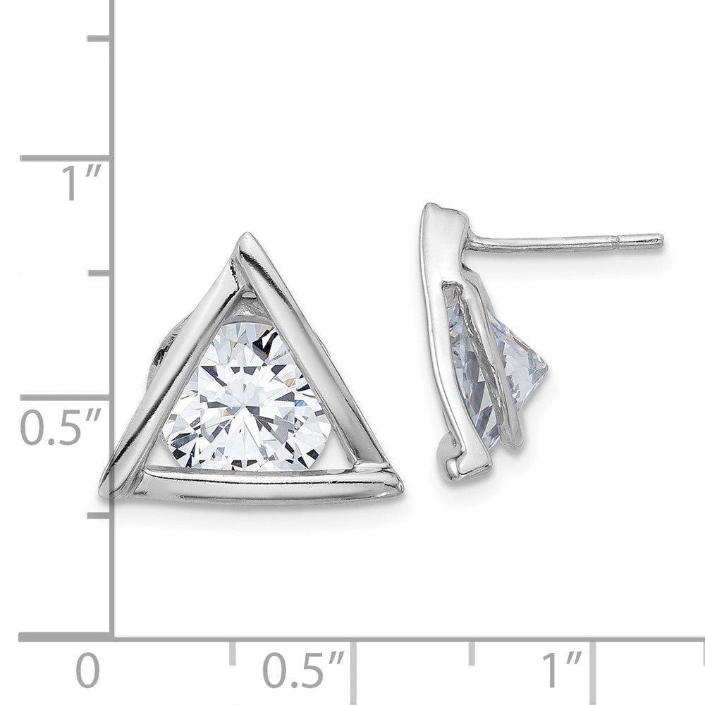 Sterlingsilber Rhodiniert Poliert Zirkonia Dreieck Ohrstecker