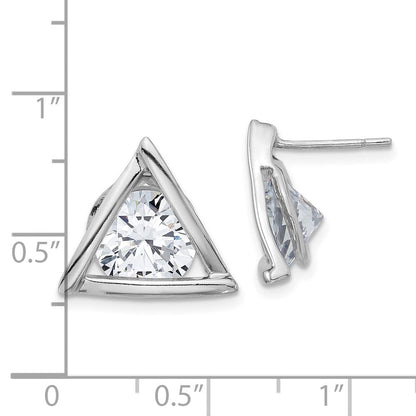 Sterlingsilber Rhodiniert Poliert Zirkonia Dreieck Ohrstecker