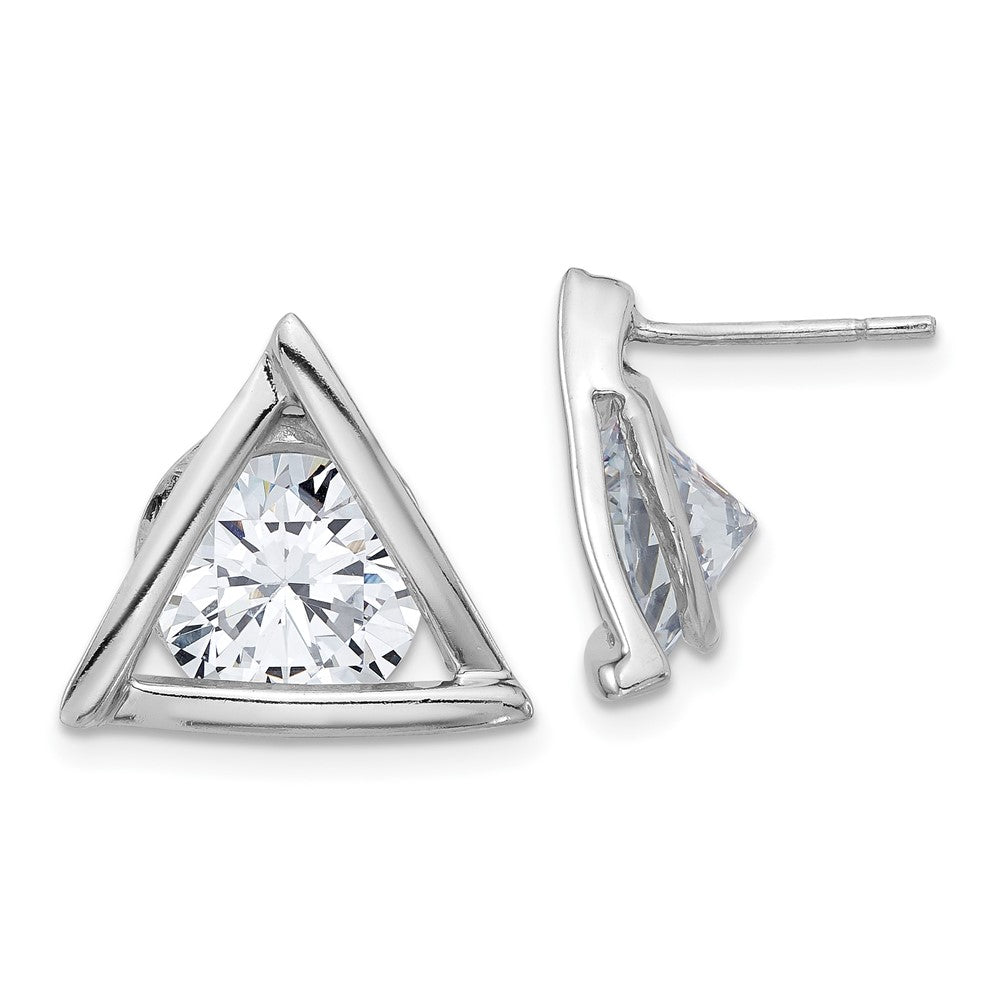 Sterlingsilber Rhodiniert Poliert Zirkonia Dreieck Ohrstecker