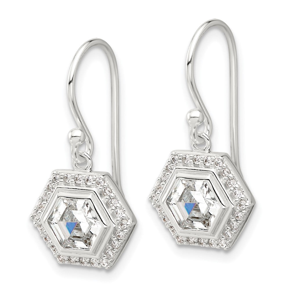 Sterlingsilber E-coated Poliert Zirkonia Hexagon Ohrhänger