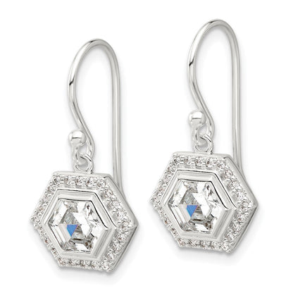 Sterlingsilber E-coated Poliert Zirkonia Hexagon Ohrhänger