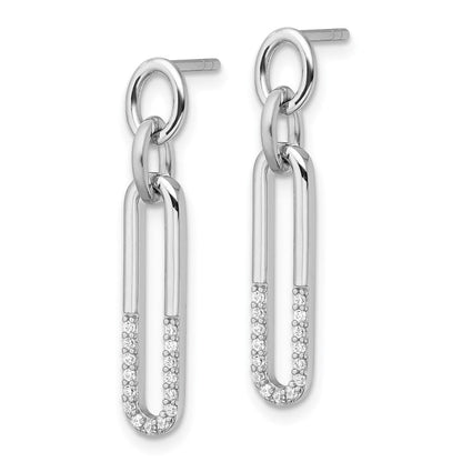 Sterlingsilber Rhodiniert Poliert Zirkonia Glieder Stecker Ohrhänger
